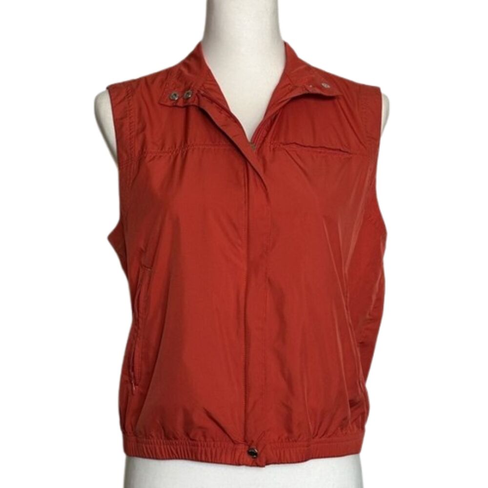 Liz Claiborne LizGolf Packable Vest Womens Small Petite Orange Layer Zip Closure